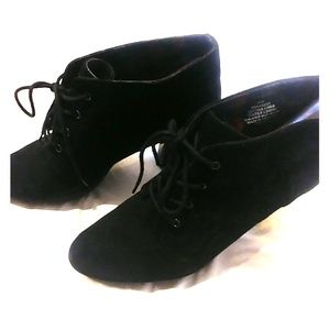 Black Suede Tie Booties